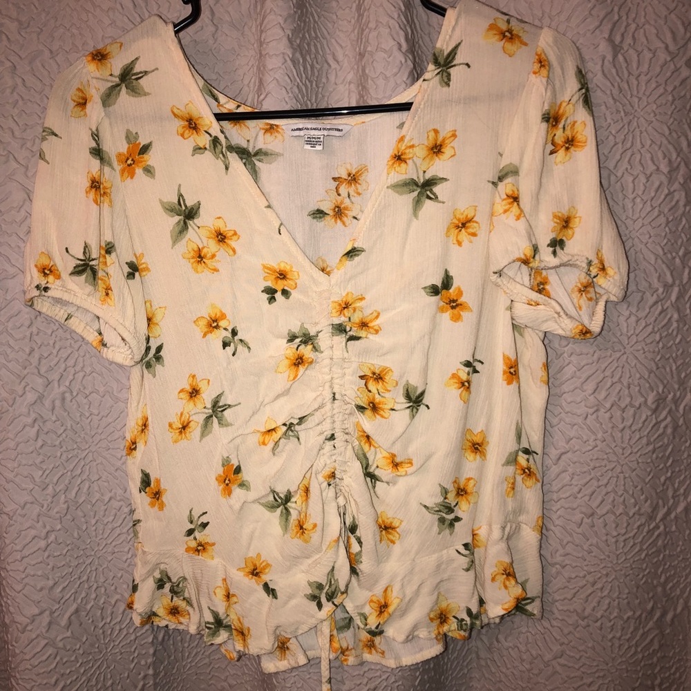 Yellow flower blouse/worn twice!